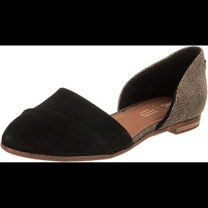 TOMS Black Suede Metallic Woven Women's Jutti D'Orsay Flats- Size 7